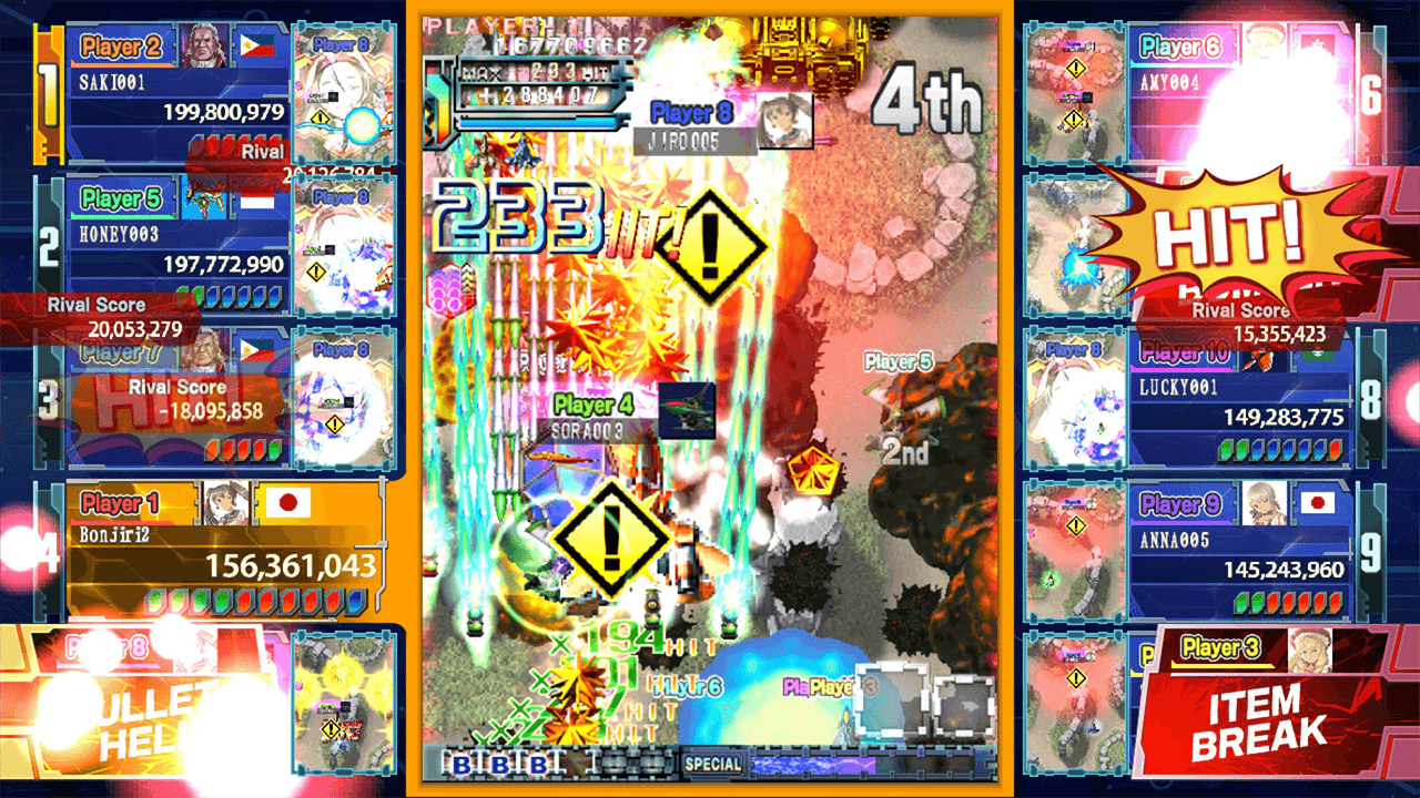 シューティングロワイヤル - 10人のプレイヤーのスコアが並ぶ対戦画面